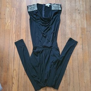 Michael Michael Kors Black Jumpsuit with Rhinestone Shoulder Details